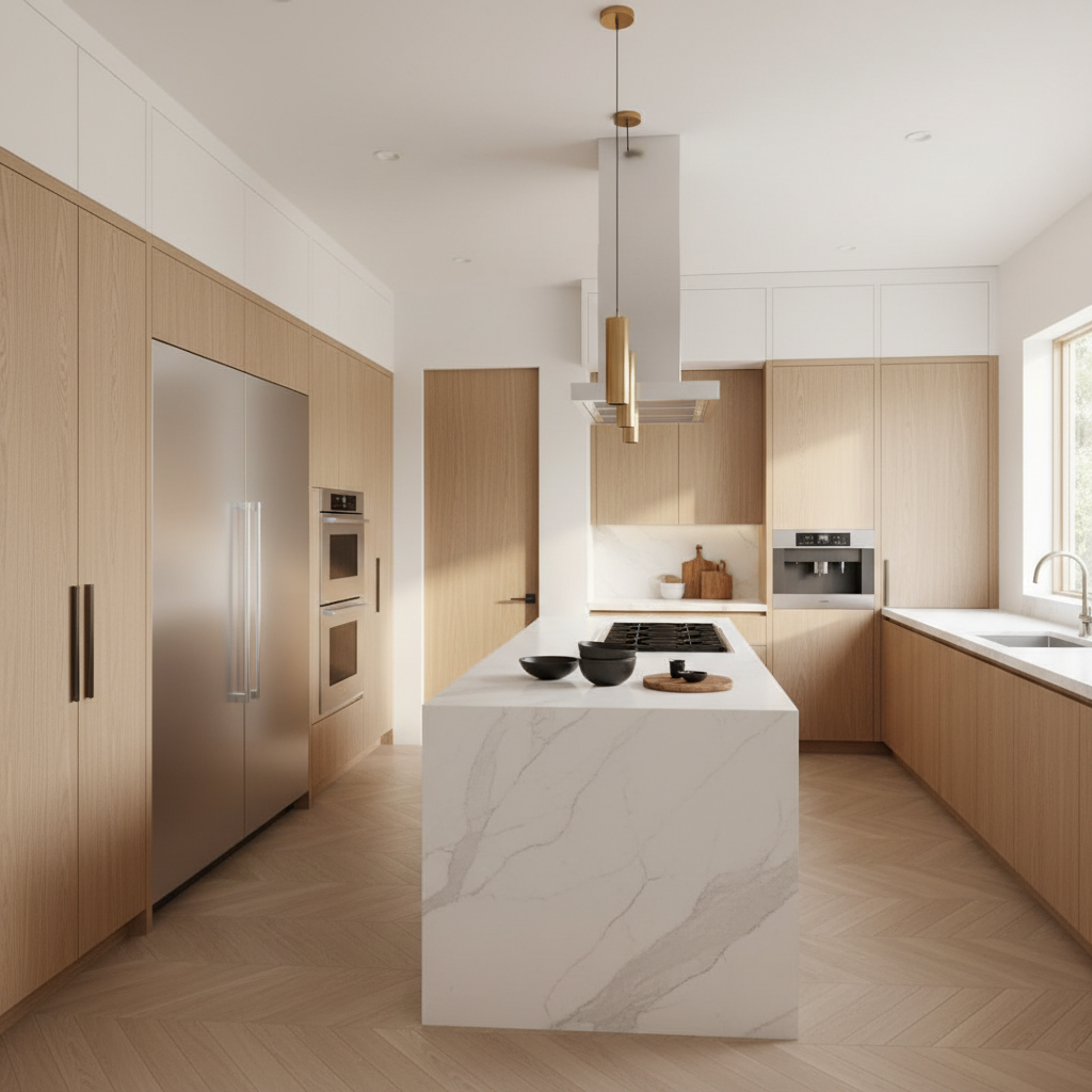 Upscale kitchen with integrated appliances